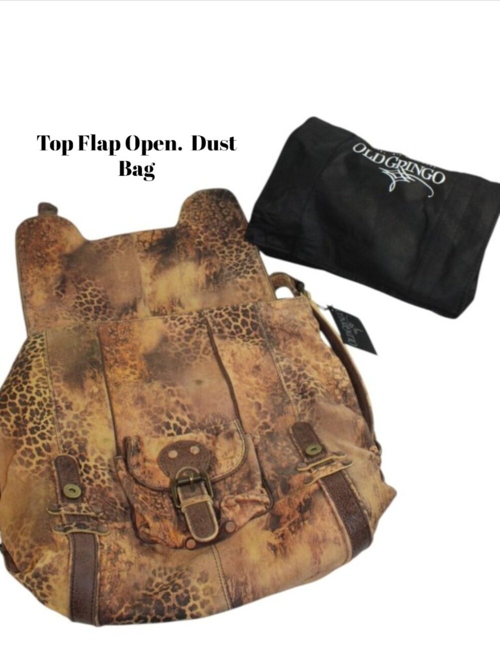 Old Gringo Abilene GT Leopardito Distressed Suede Leather Messenger Bag (NWT) - Picture 11 of 11